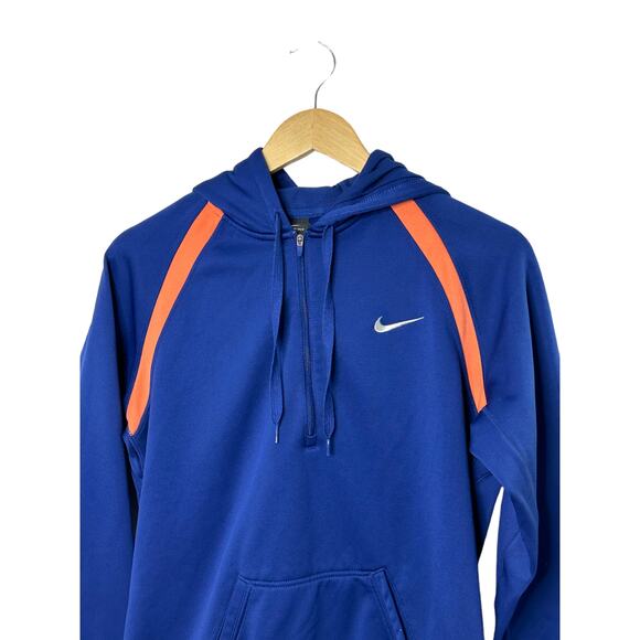 Nike Therma-Fit Blue & Coral 1/4 Zip Hooded Sweatshirt Women's Medium - Picture 3 of 10